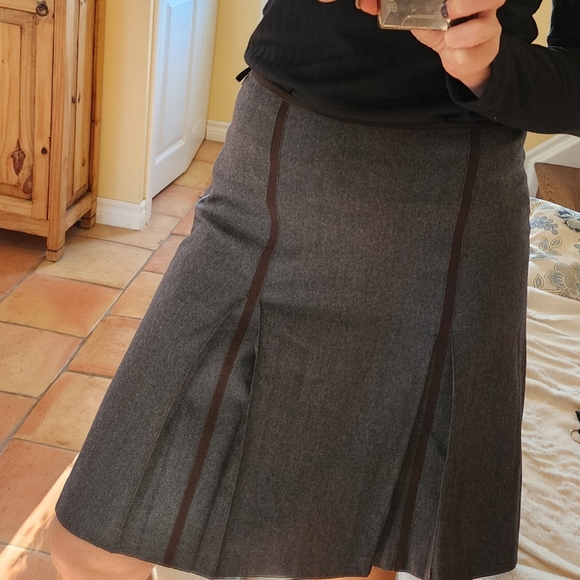 Gunex A-Line Pleated Charcoal Gray Skirt SZ 8 Wool Blend Lined Office Career - Picture 6 of 6